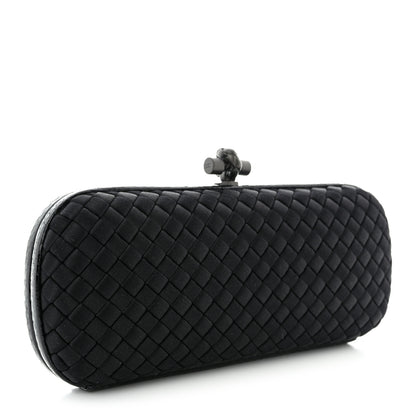 Bottega Veneta Satin Ayers Intreccio Impero Stretch Knot Clutch Black 3 of 8