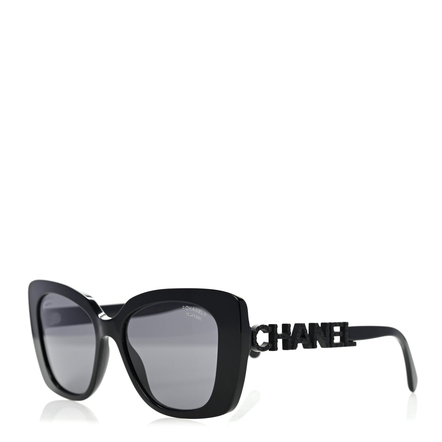 Acetate Strass Polarized Square Sunglasses 5422 Black