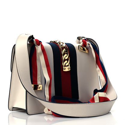 Gucci Calfskin Embroidered Small Sylvie Shoulder Bag White 3 of 11