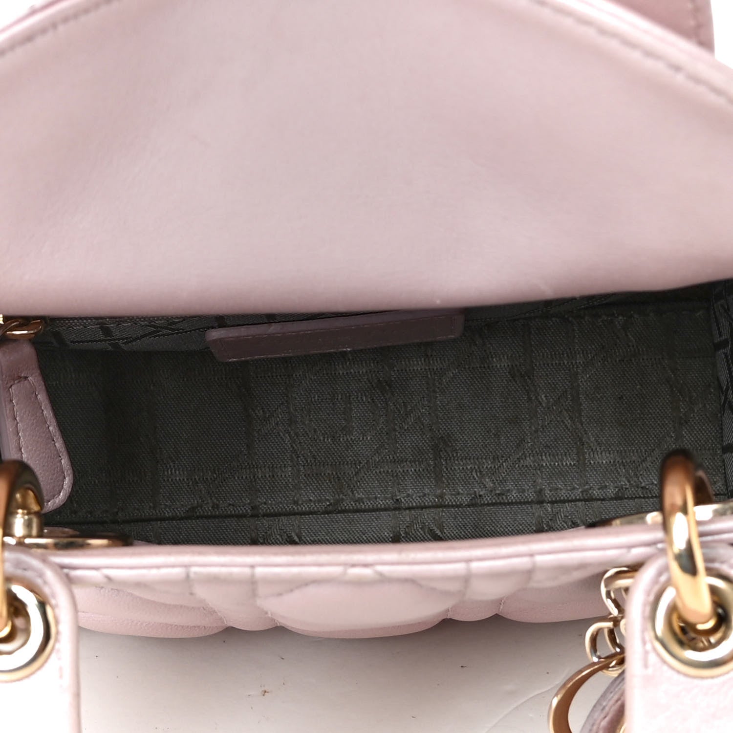 Christian Dior Metallic Lambskin Cannage Mini Lady Dior Lotus 4 of 7