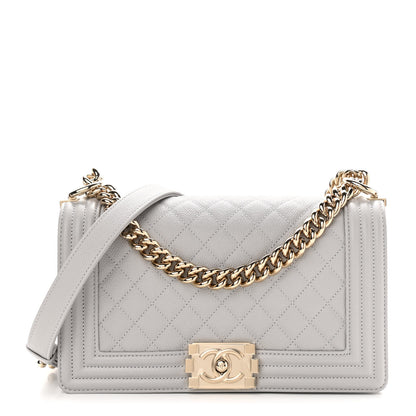 Chanel Caviar Quilted Medium Boy Flap Light Grey 2 of 8