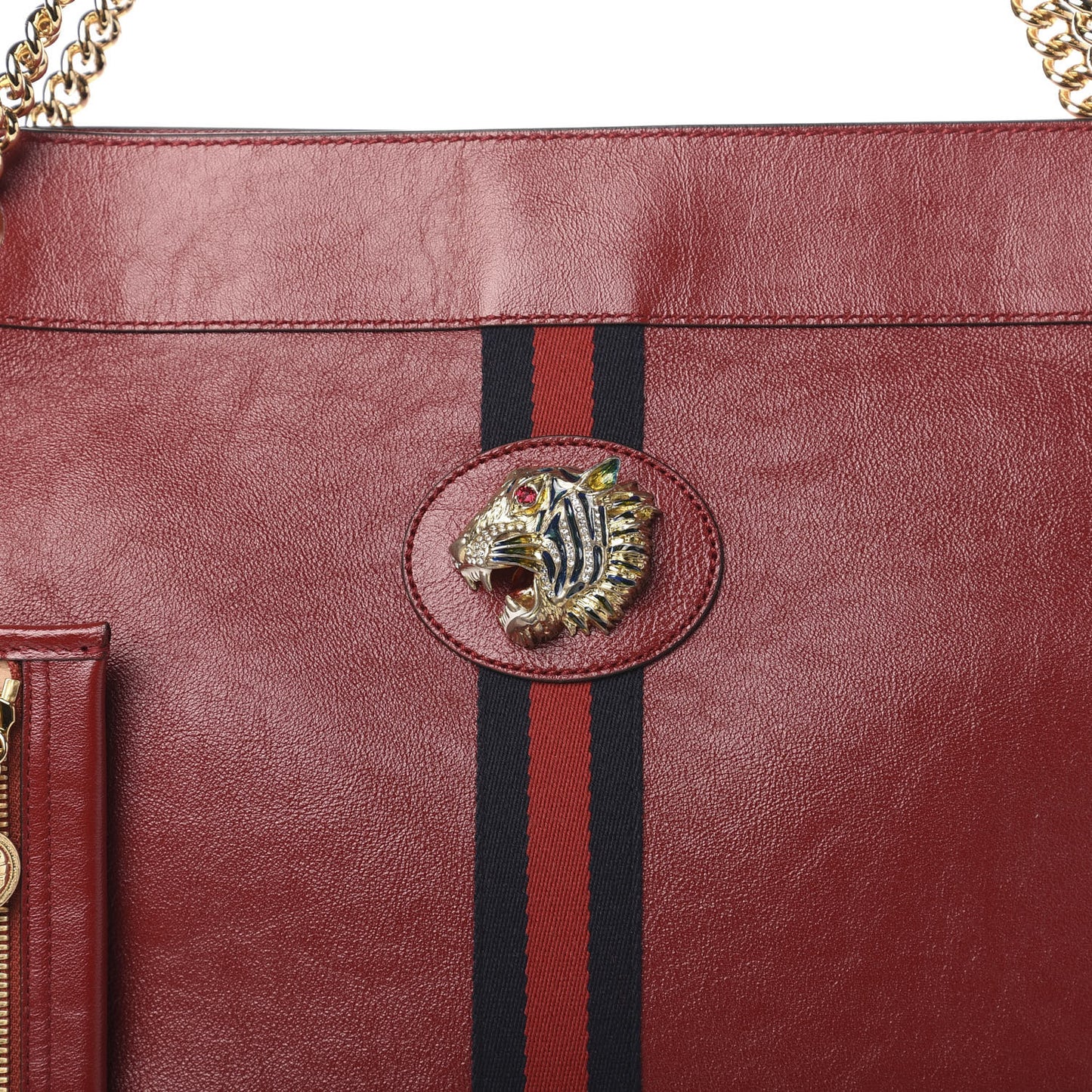 Calfskin Large Rajah Chain Tote Romantic Cherry