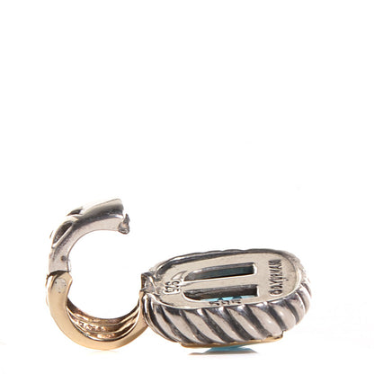 David Yurman Sterling Silver 14K Yellow Gold Blue Topaz 7mm Albion Enhancer Pendant 4 of 4