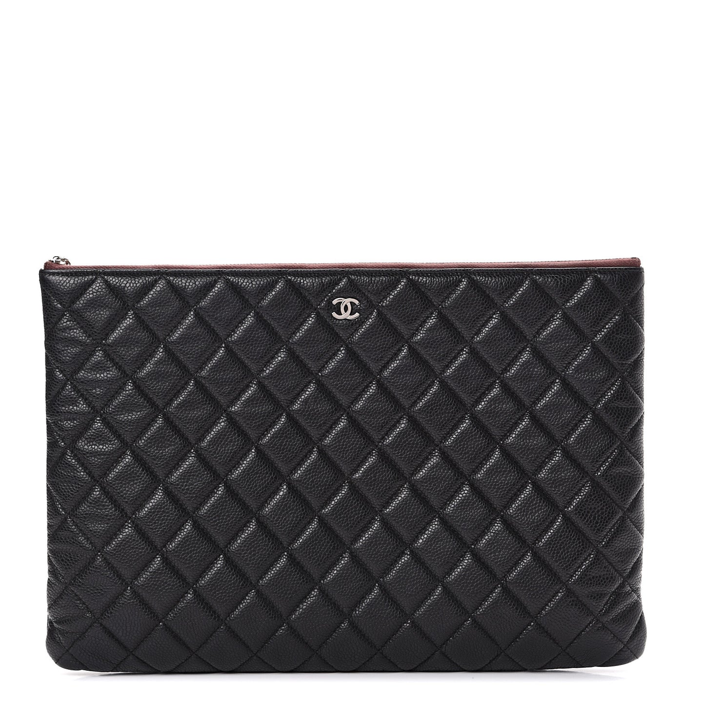 Caviar Quilted Large Cosmetic Case Black