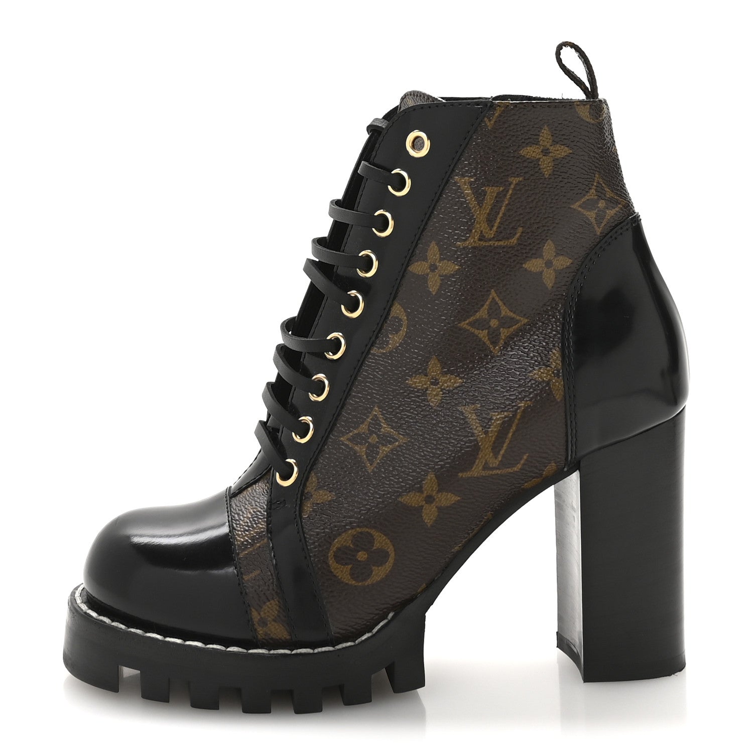 Louis Vuitton Patent Calfskin Monogram Star Trail Ankle Boots 36.5 Black 1 of 8