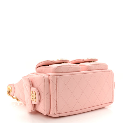 Chanel Shiny Lambskin Quilted Trendy Pockets Hobo Light Pink 4 of 10