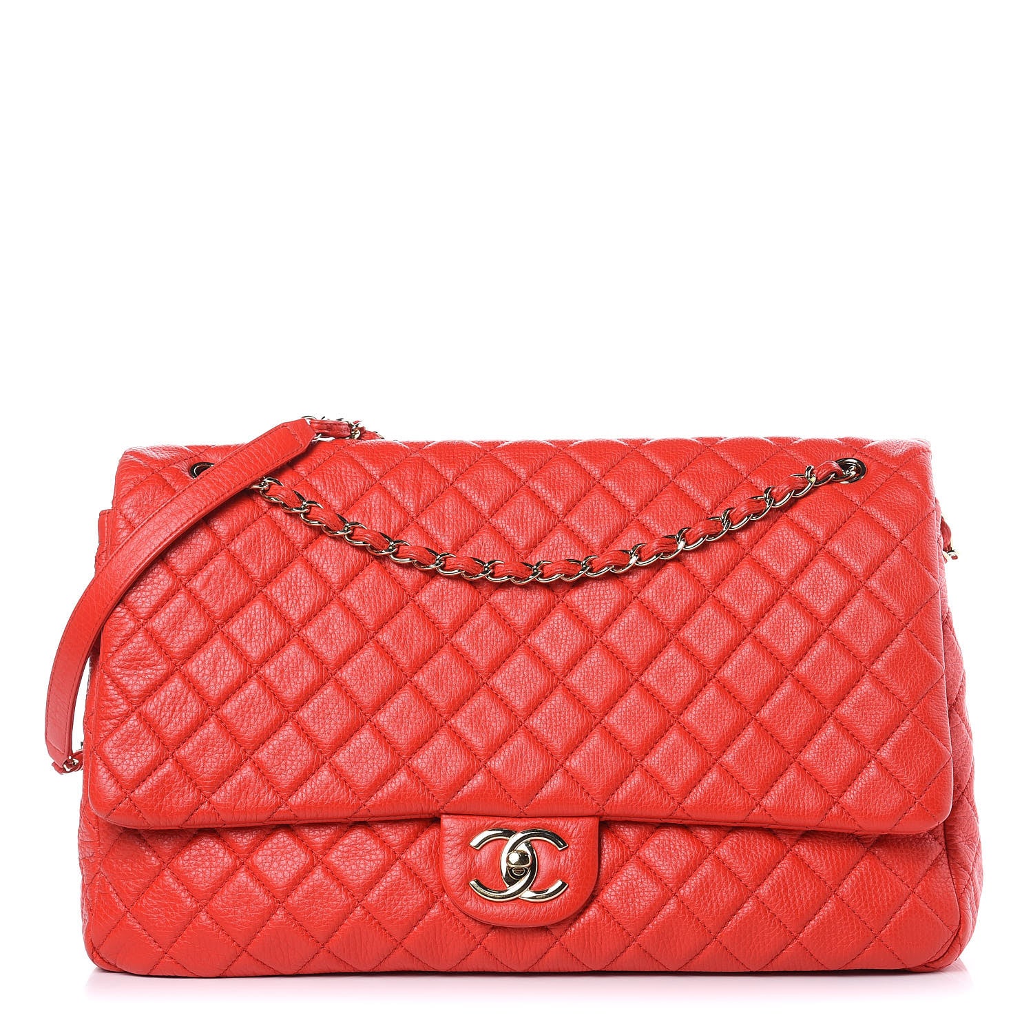 Chanel Calfskin Quilted XXL Travel Flap Bag Red 1 of 12