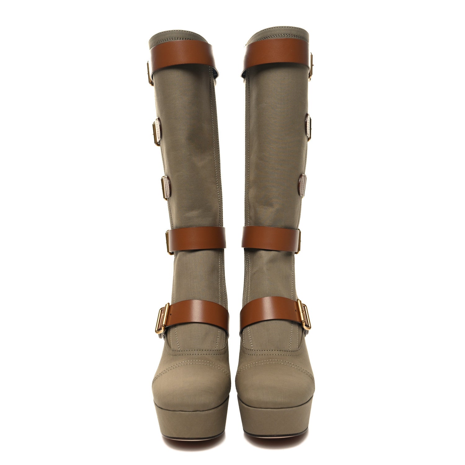 Christian Dior Technical Fabric Calfskin Diorevolt High Boots 36.5 Golden Saddle 2 of 9