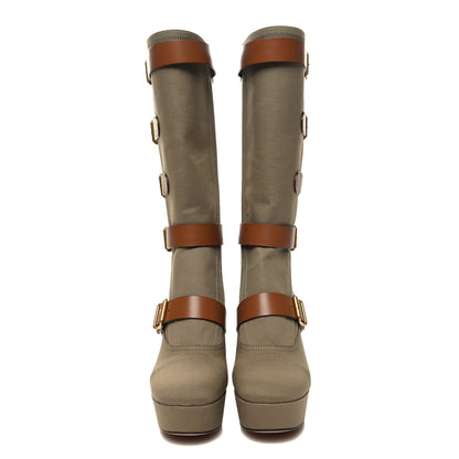 Christian Dior Technical Fabric Calfskin Diorevolt High Boots 36.5 Golden Saddle 2 of 9