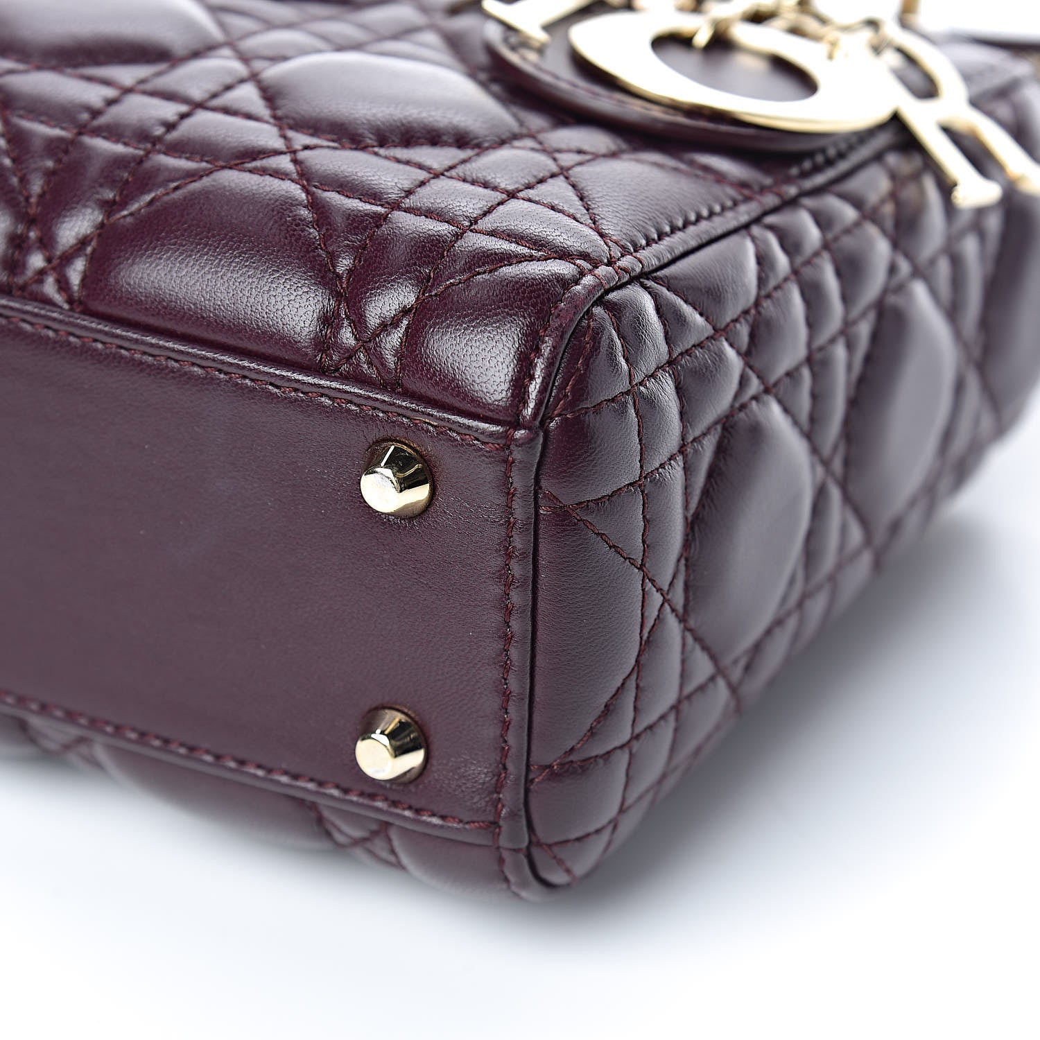 Christian Dior Lambskin Cannage Mini Lady Dior Plum 12 of 14