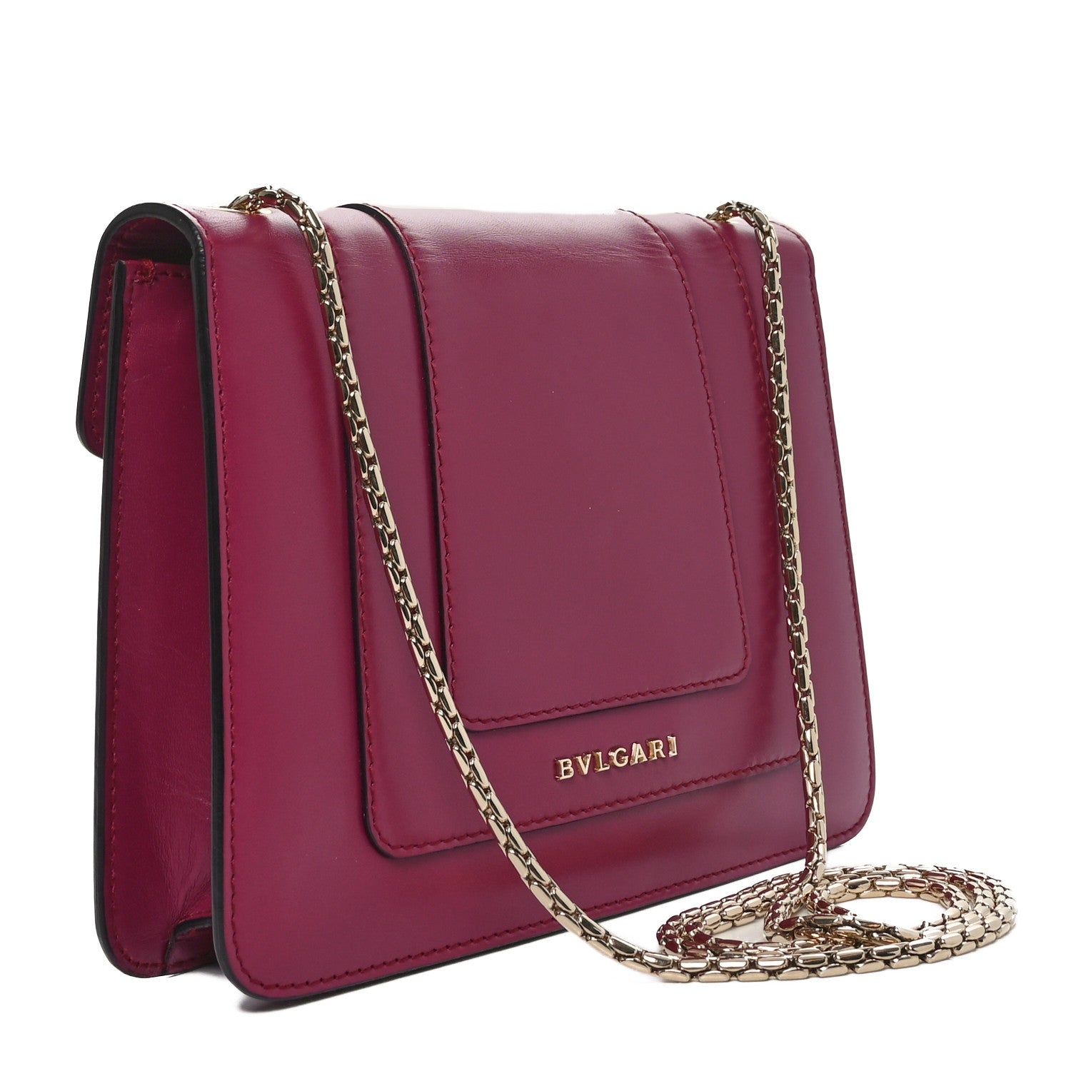 Bulgari Calfskin Small Serpenti Forever Snake Strap Crossbody Bag Plum 3 of 9