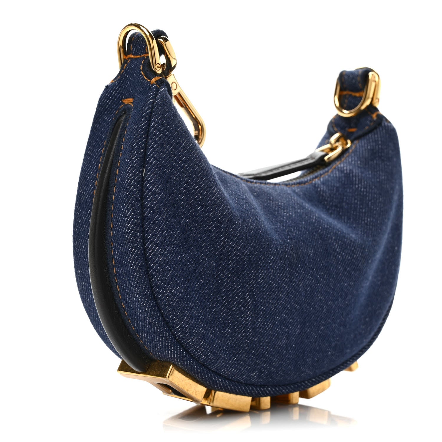 Fendi Denim Shiny Nappa Nano Fendigraphy Hobo Charm Blue Moro 3 of 7