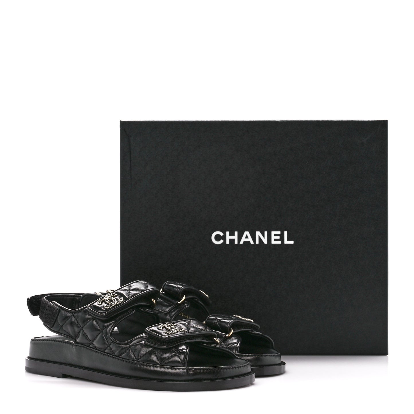 Lambskin Velcro Dad Sandals 36 Black