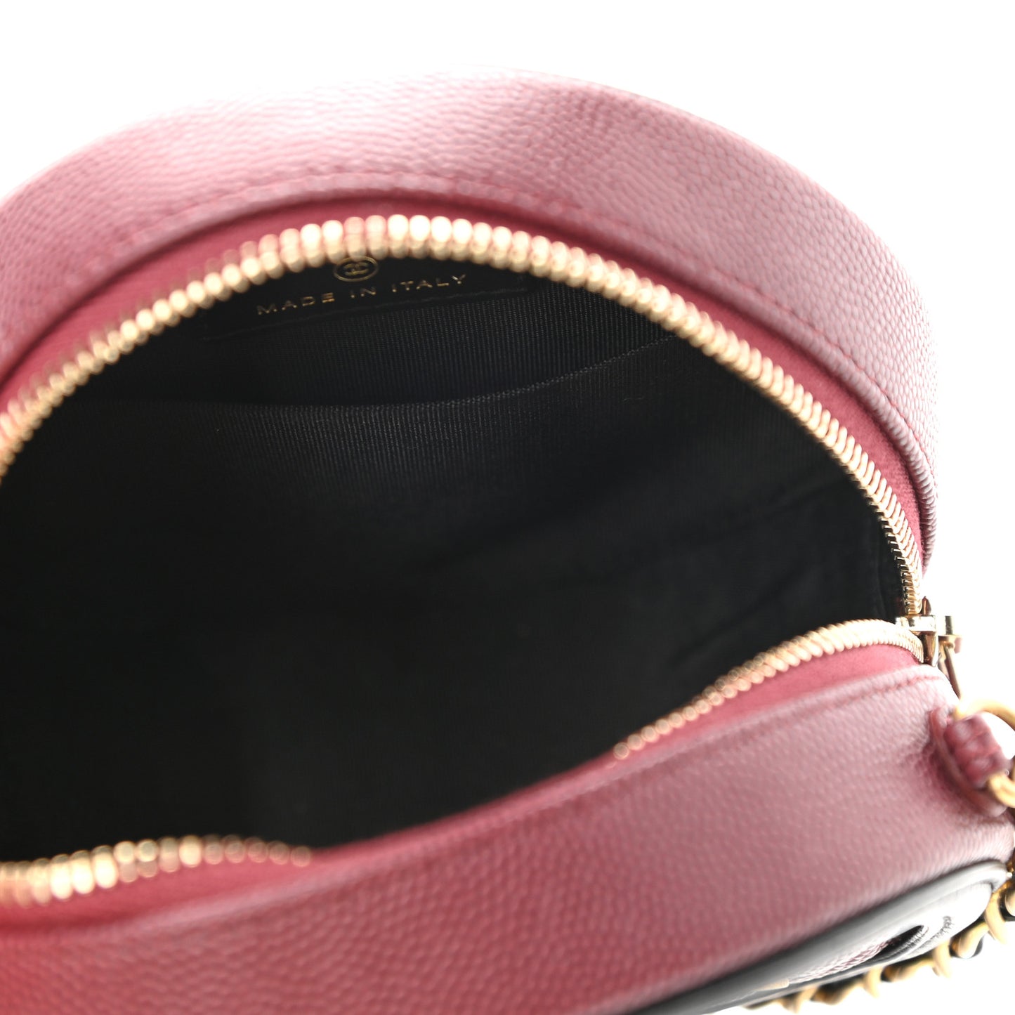 Caviar Quilted Round Filigree Crossbody Burgundy Black