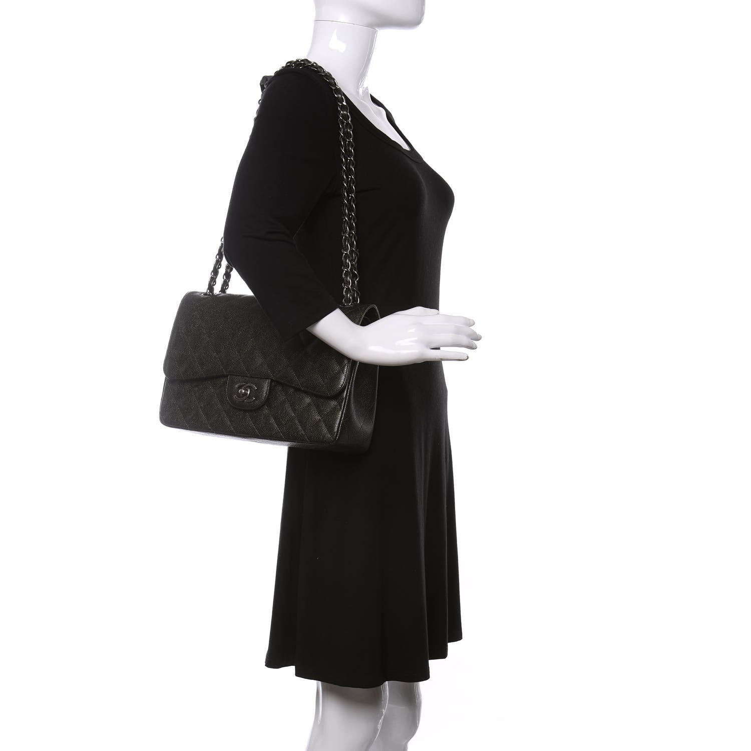 Chanel Caviar Quilted Jumbo Double Flap Dark Charcoal 2 of 11