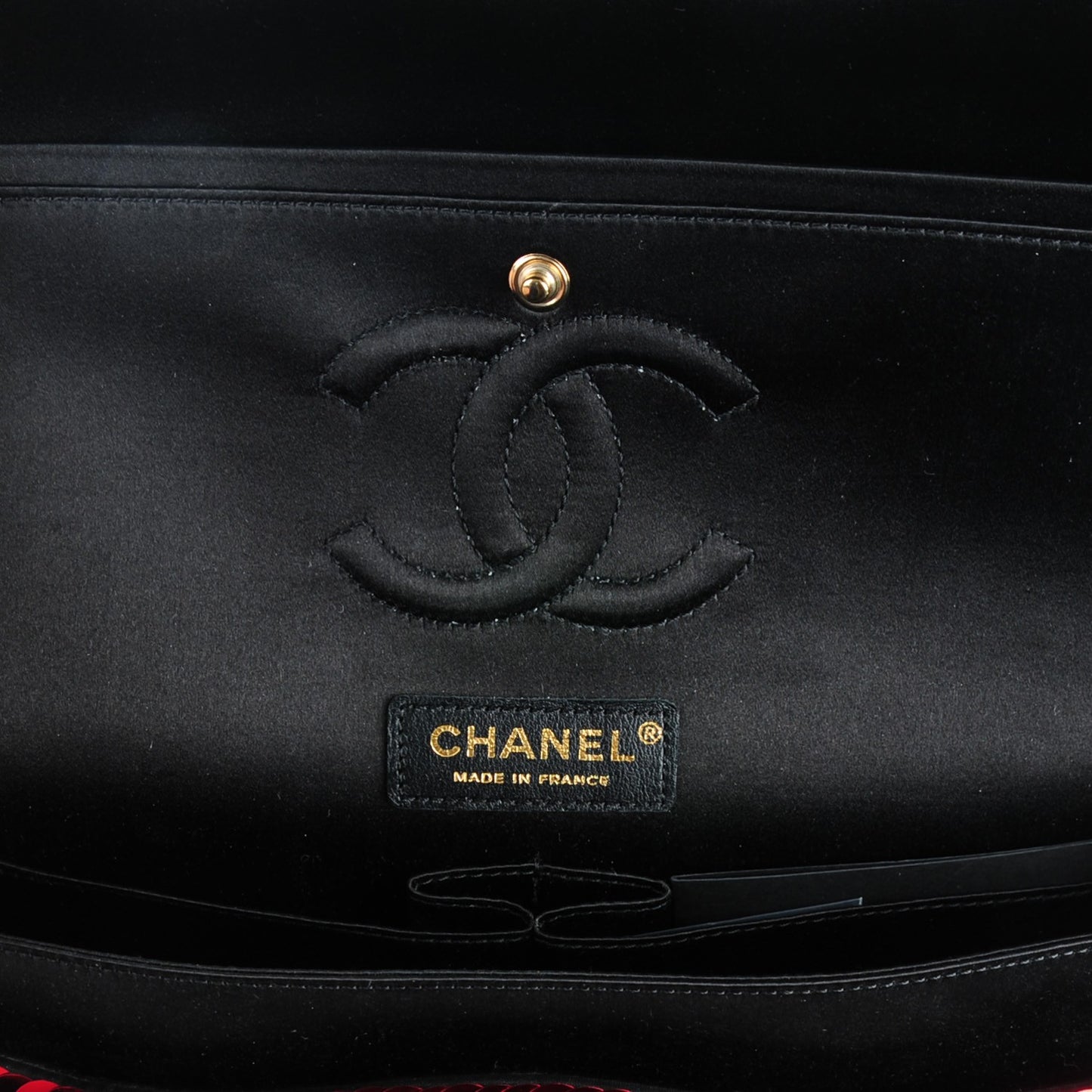 Satin Sequin Paris Shanghai Medium Double Flap Red