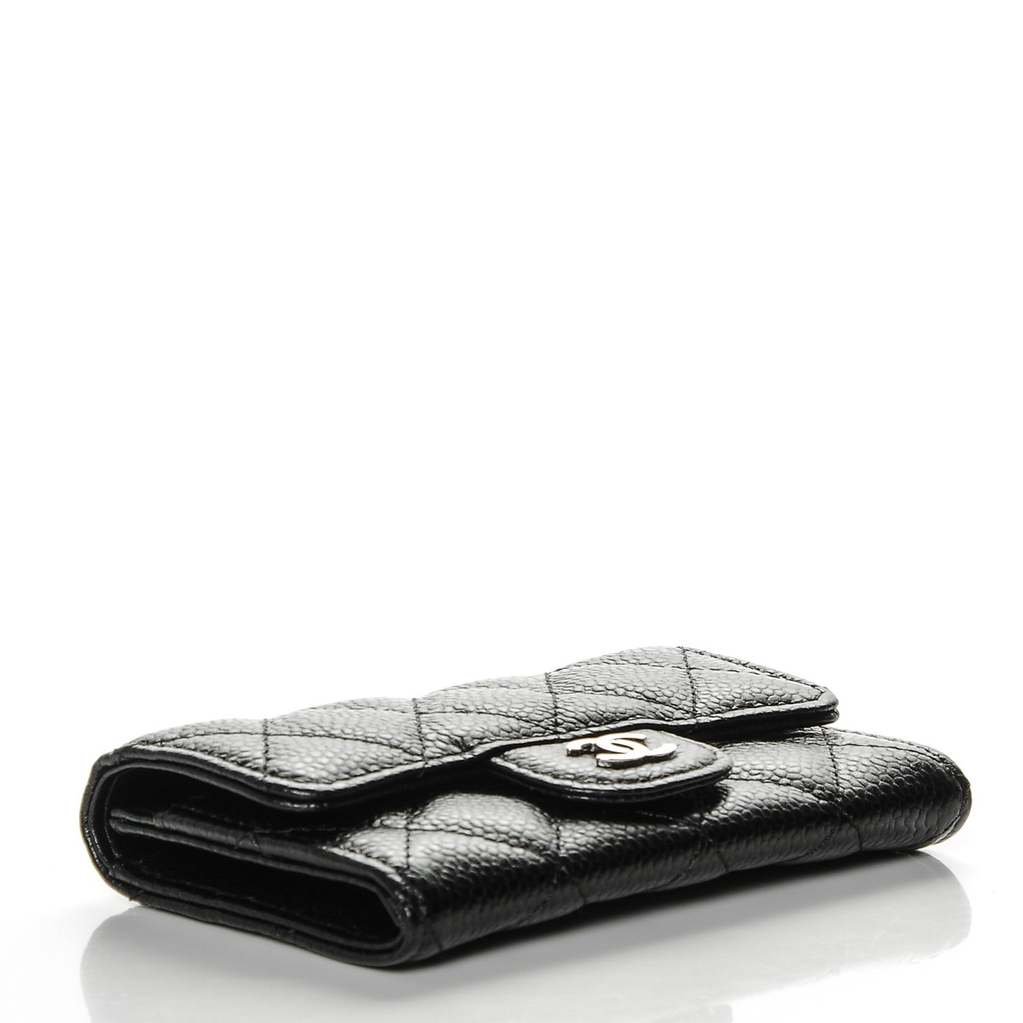 Caviar Quilted Flap Card Holder Black