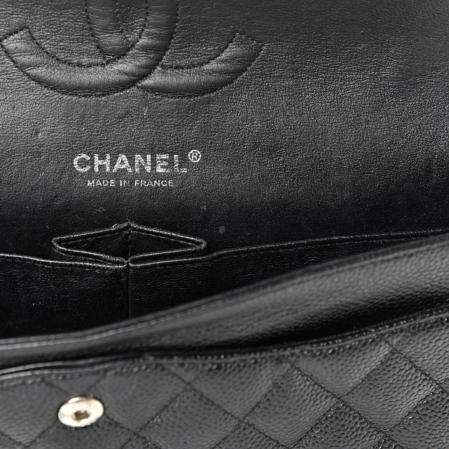 Caviar Quilted Medium Double Flap Black