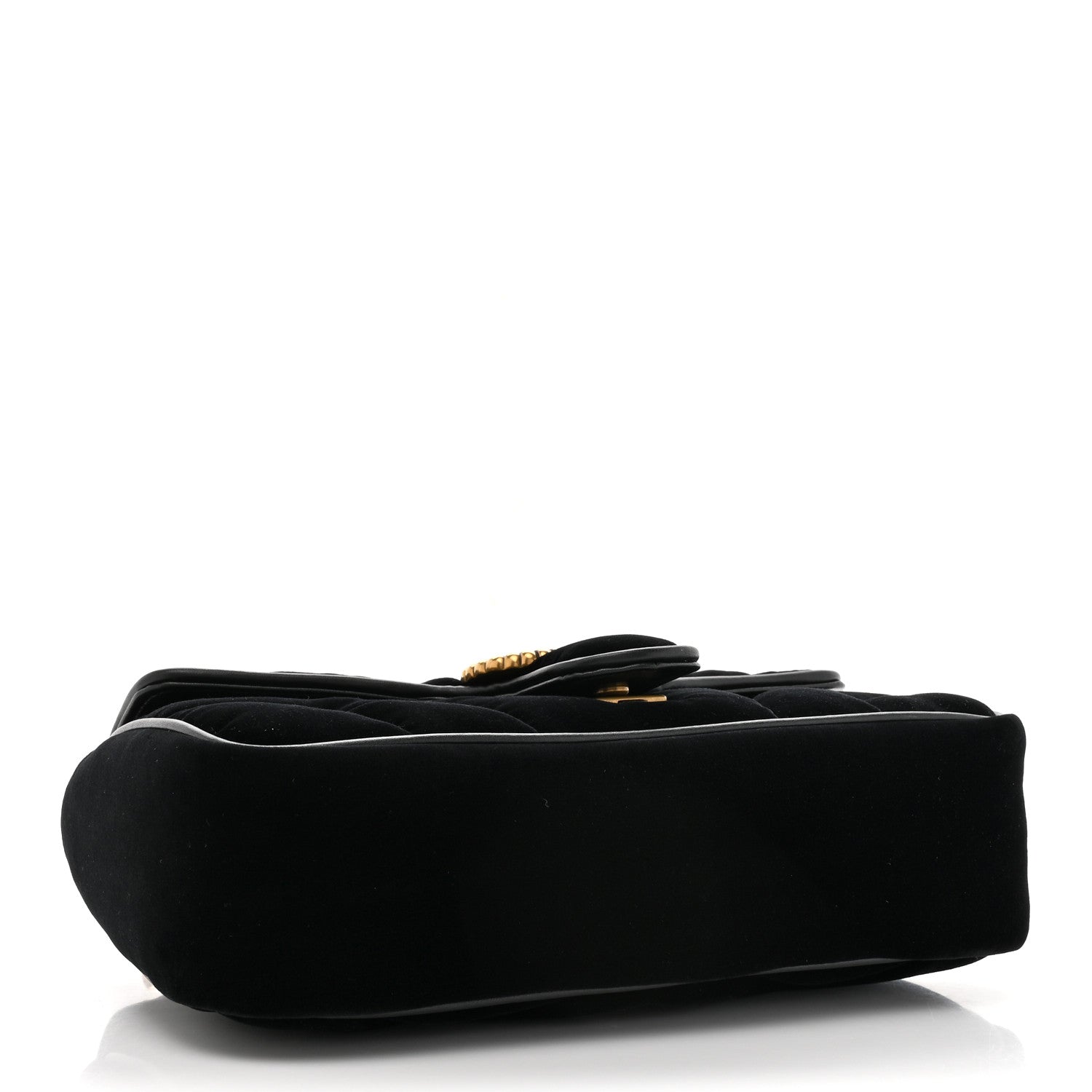 Gucci Velvet Matelasse Double G Studs Small Torchon GG Marmont Shoulder Bag Black 4 of 11