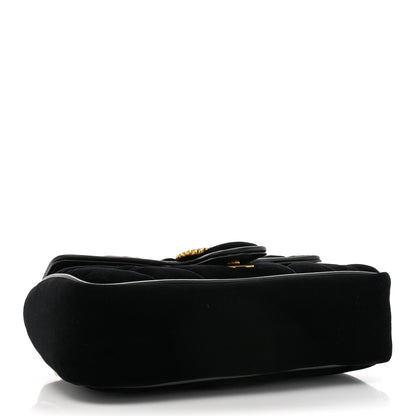 Gucci Velvet Matelasse Double G Studs Small Torchon GG Marmont Shoulder Bag Black 4 of 11