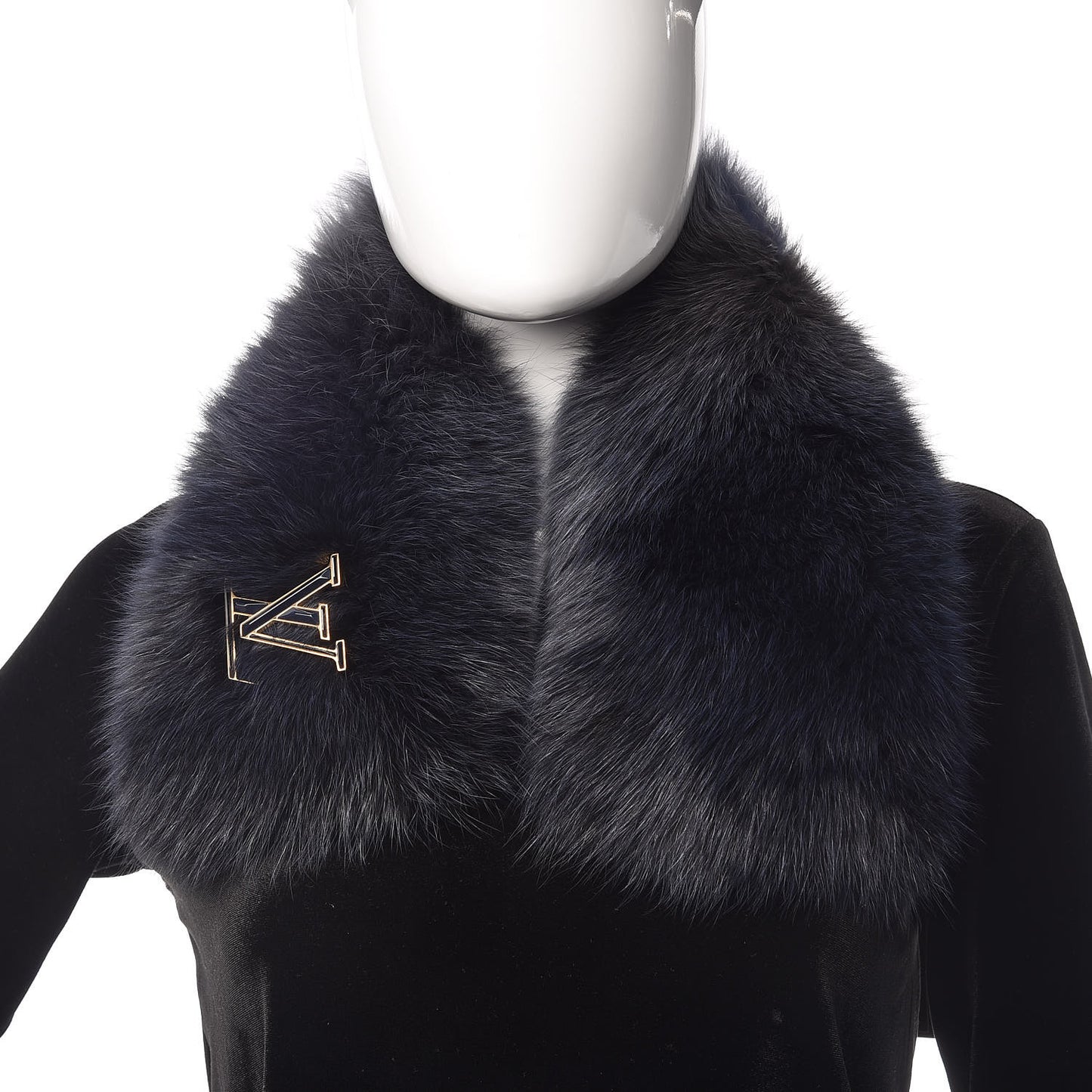 Nathalia Fox Fur Scarf Blue Nuit