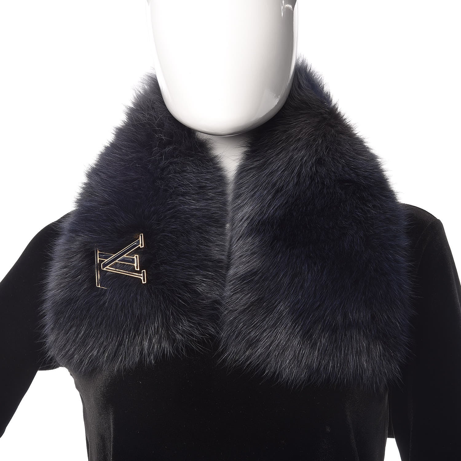 Louis Vuitton Nathalia Fox Fur Scarf Blue Nuit 2 of 5