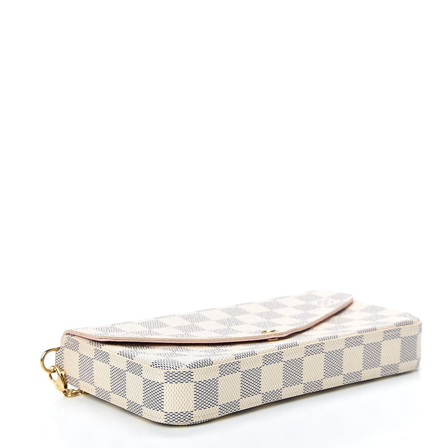 Damier Azur Pochette Felicie Chain Wallet Rose Ballerine