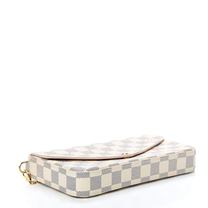 Louis Vuitton Damier Azur Pochette Felicie Chain Wallet Rose Ballerine 4 of 13