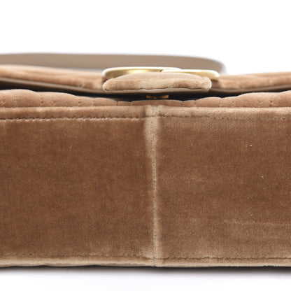 Gucci Velvet Matelasse Small GG Marmont Shoulder Bag Taupe 8 of 10