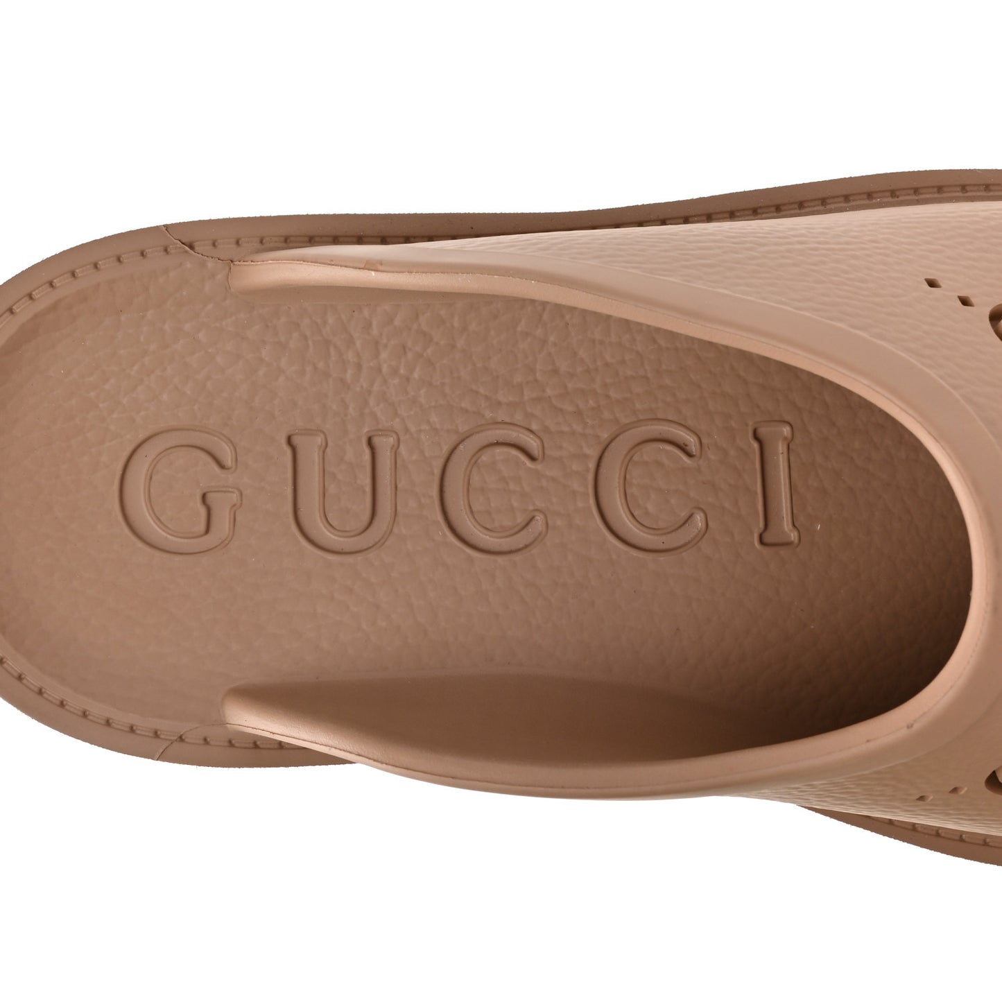 Rubber GG Monogram Perforated Elea Platform 55mm Lug Sole Sandals 41 Vintage Camel