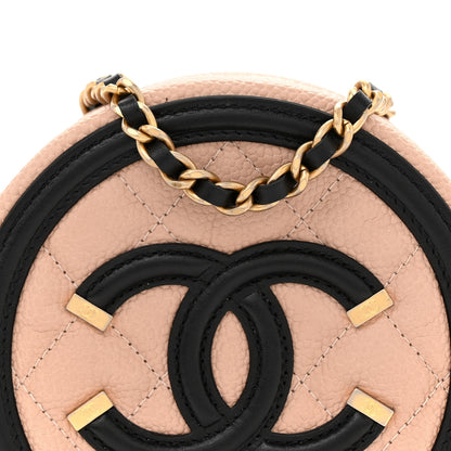 Chanel Caviar Quilted Round Filigree Crossbody Beige Black 8 of 12