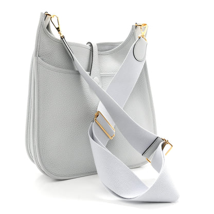 Hermes Taurillon Clemence Evelyne III PM Bleu Pale 3 of 11