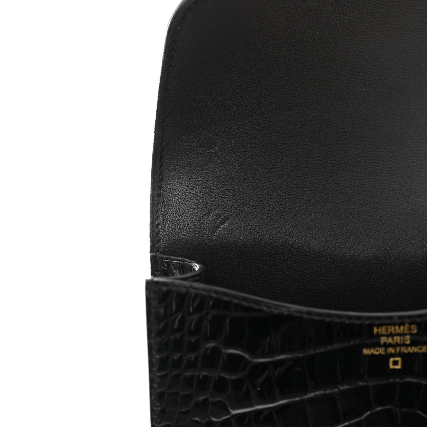 Shiny Alligator Constance Slim Wallet Black
