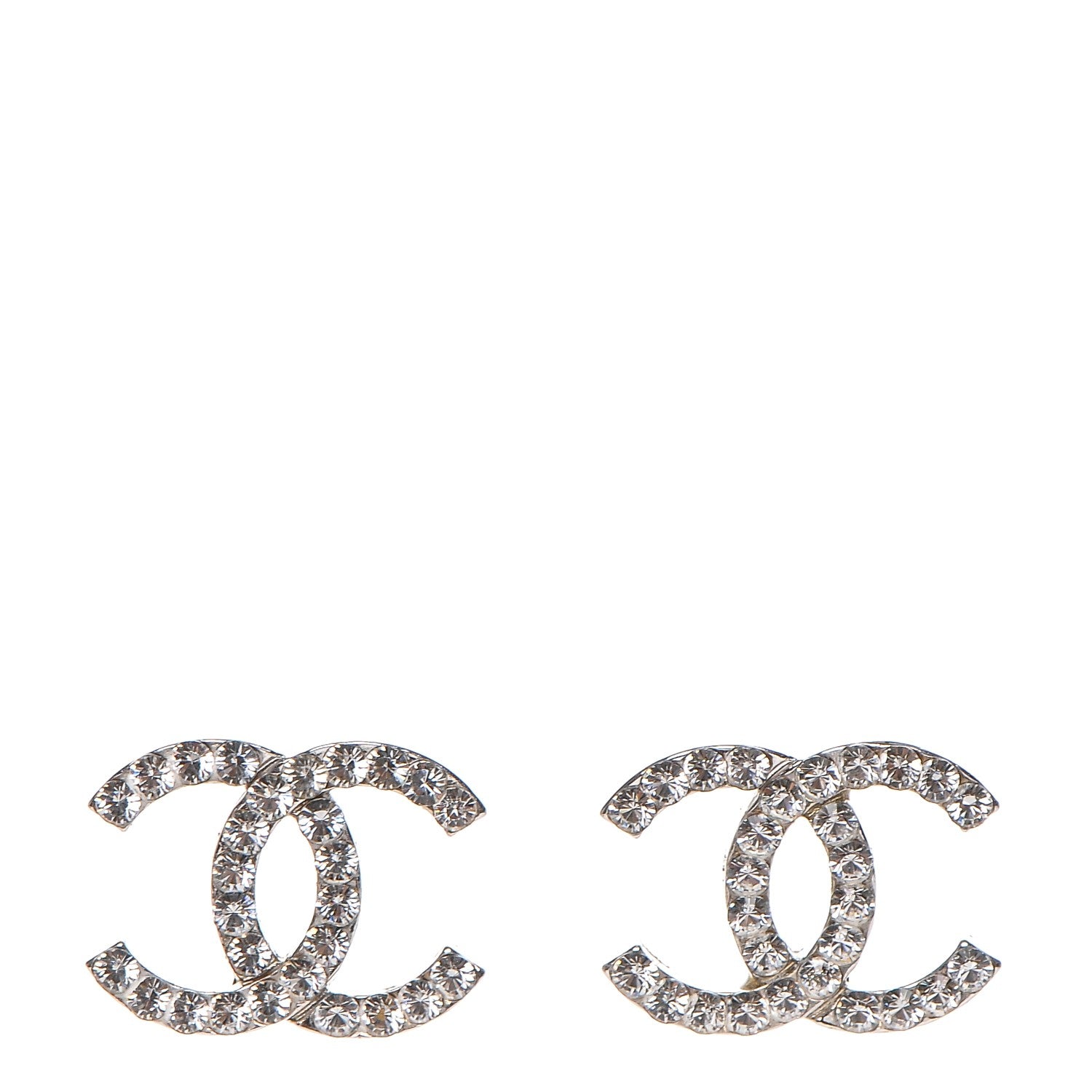 Chanel Crystal CC Earrings Silver 1 of 4