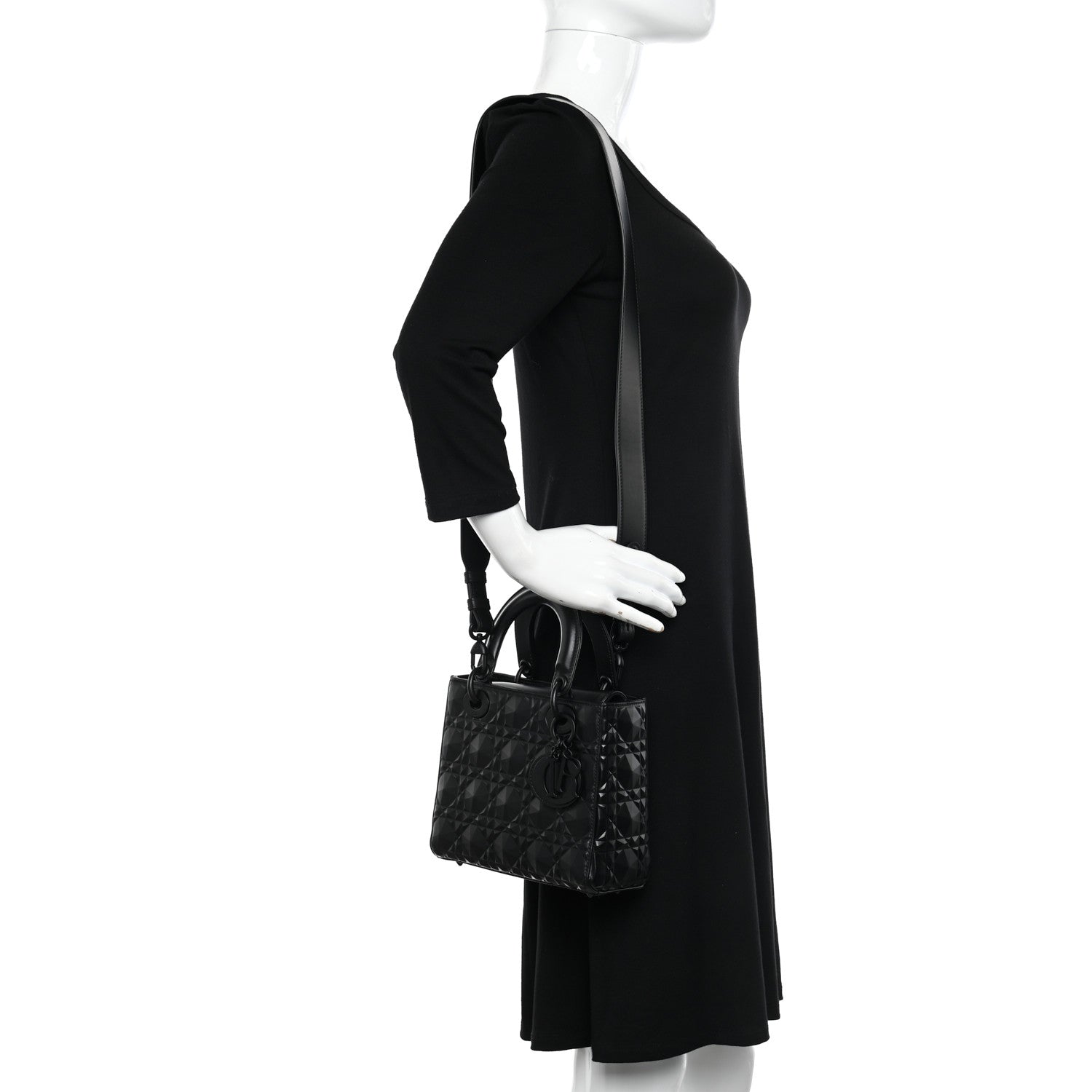 Christian Dior Calfskin Cannage Diamond Small My ABCDior Lady Dior Black 2 of 11