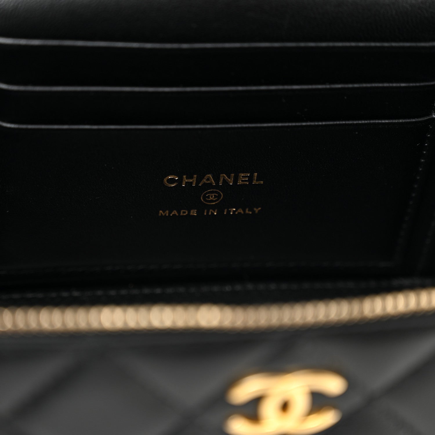 Chanel Lambskin Quilted Metal Small Top Handle Vanity Case With Chain Black 5 of 9