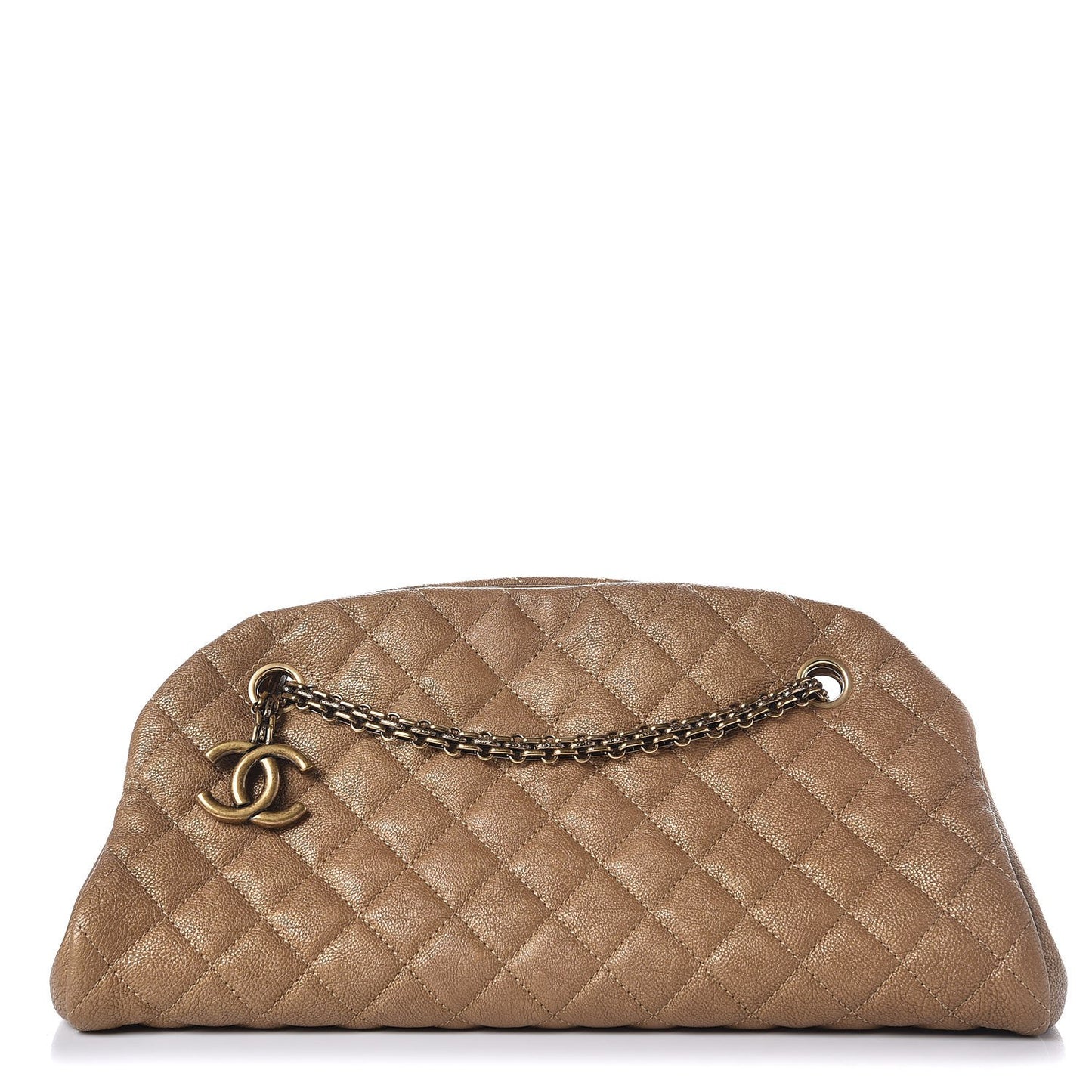Metallic Calfskin Quilted Medium Just Mademoiselle Gold