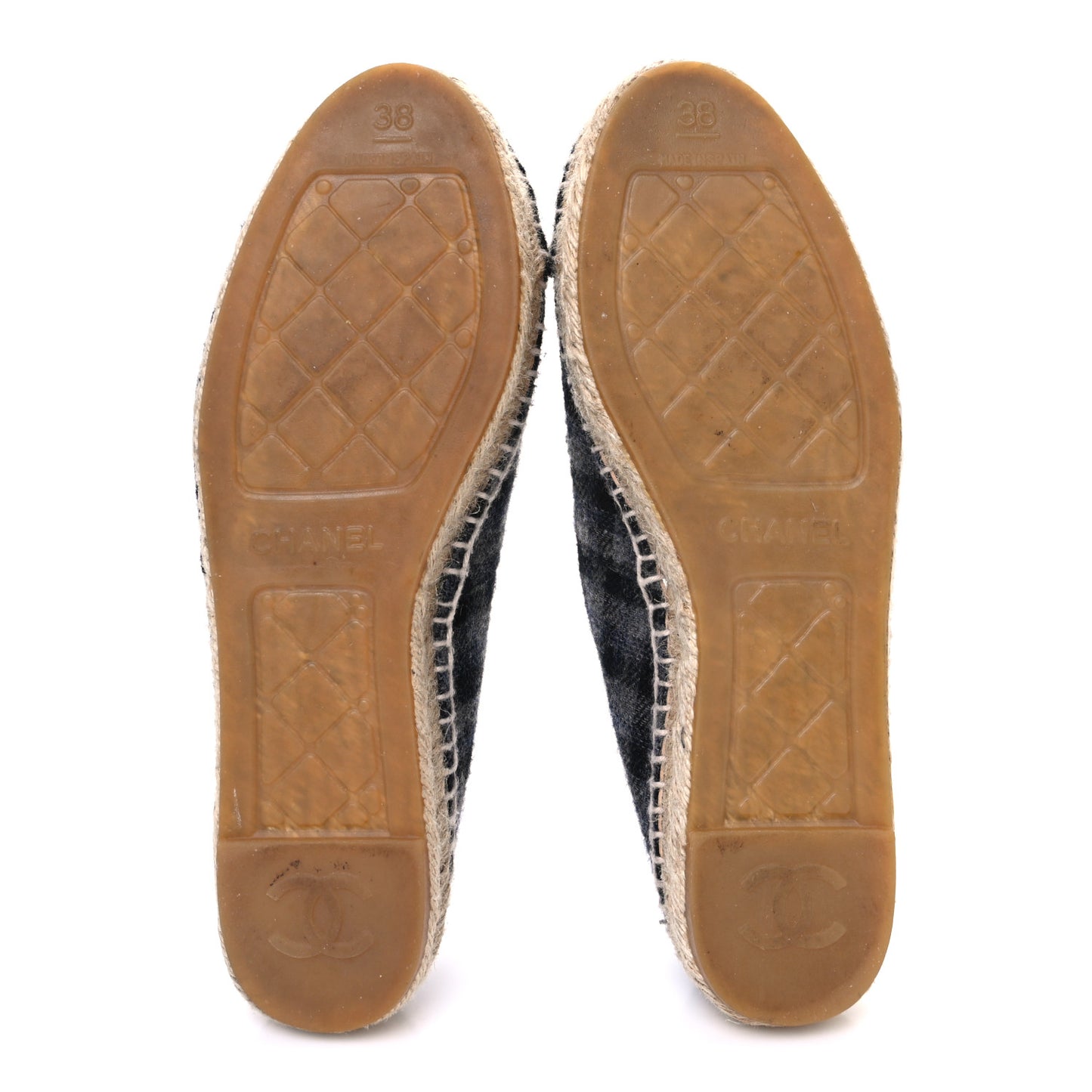Plaid Fabric CC Espadrilles 38 Grey