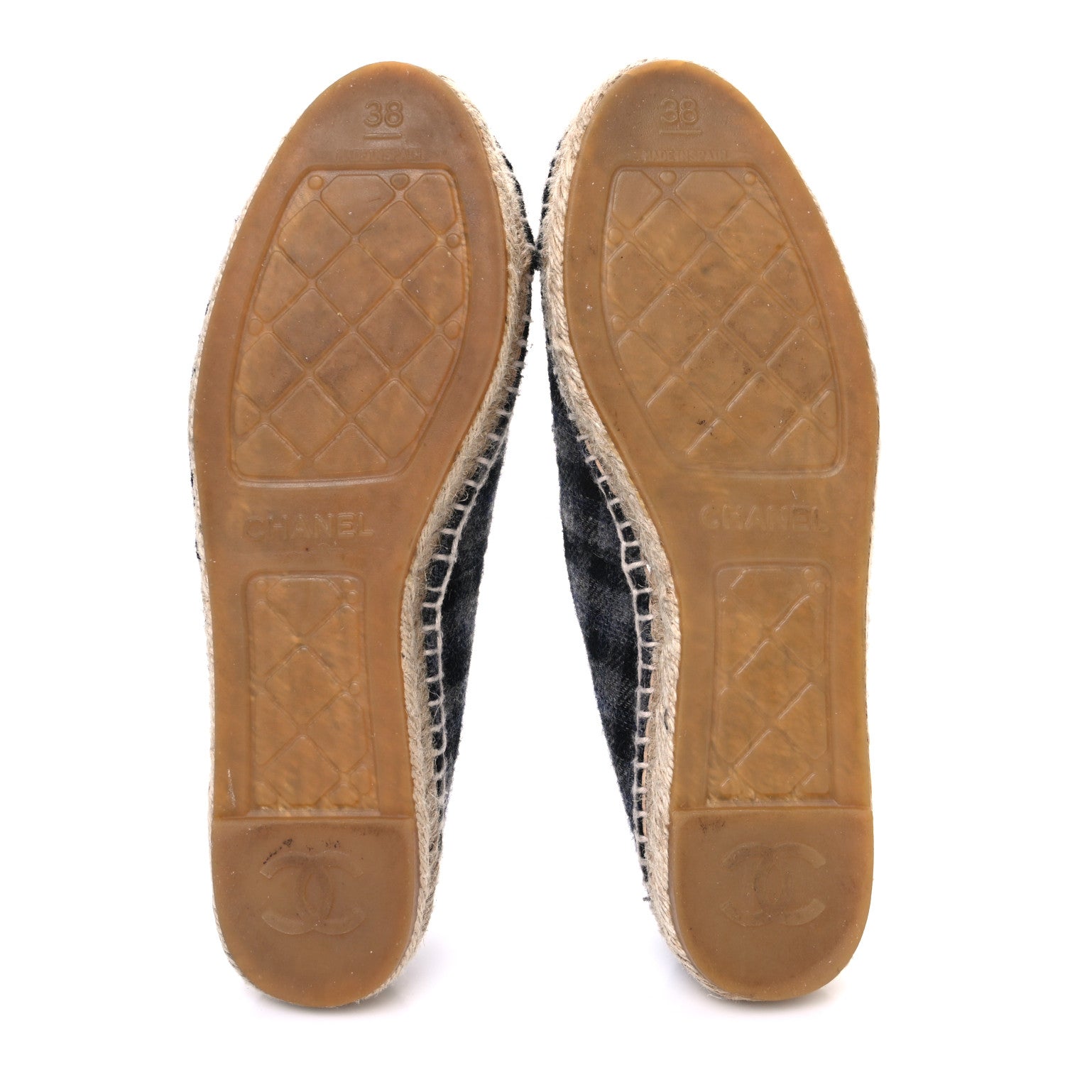 Chanel Plaid Fabric CC Espadrilles 38 Grey 7 of 10