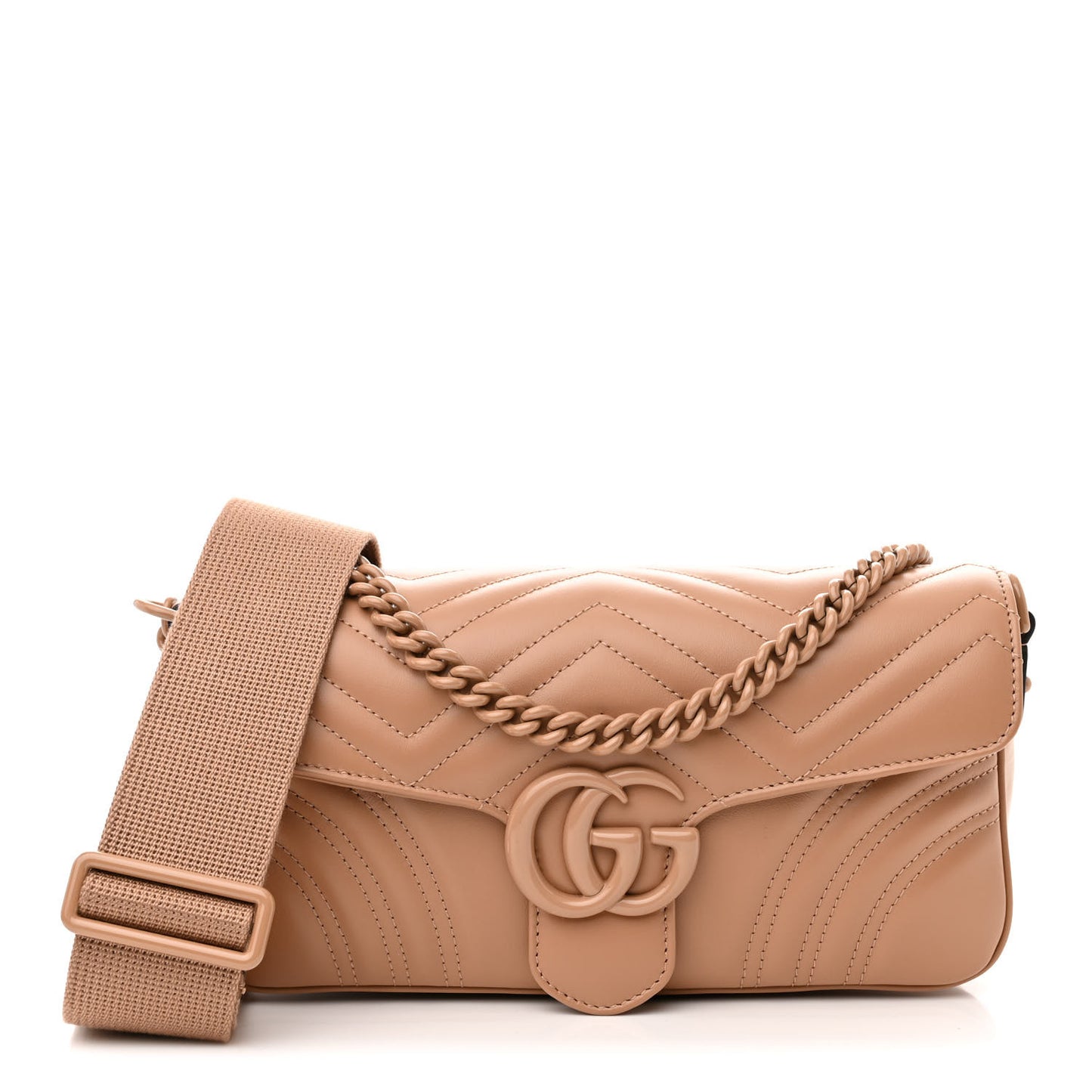 Calfskin Matelasse Monochrome GG Marmont Crossbody Shoulder Bag Camelia Winter Rose