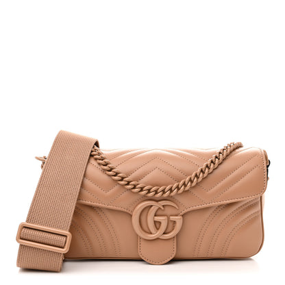 Gucci Calfskin Matelasse Monochrome GG Marmont Crossbody Shoulder Bag Camelia Winter Rose 1 of 10