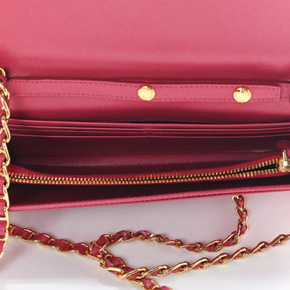 Prada Saffiano Metal Oro Chain Wallet Peonia 5 of 12
