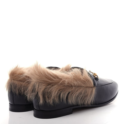 Gucci Malaga Kid Fur Womens Jordaan Loafers 40.5 Black Natural 4 of 10