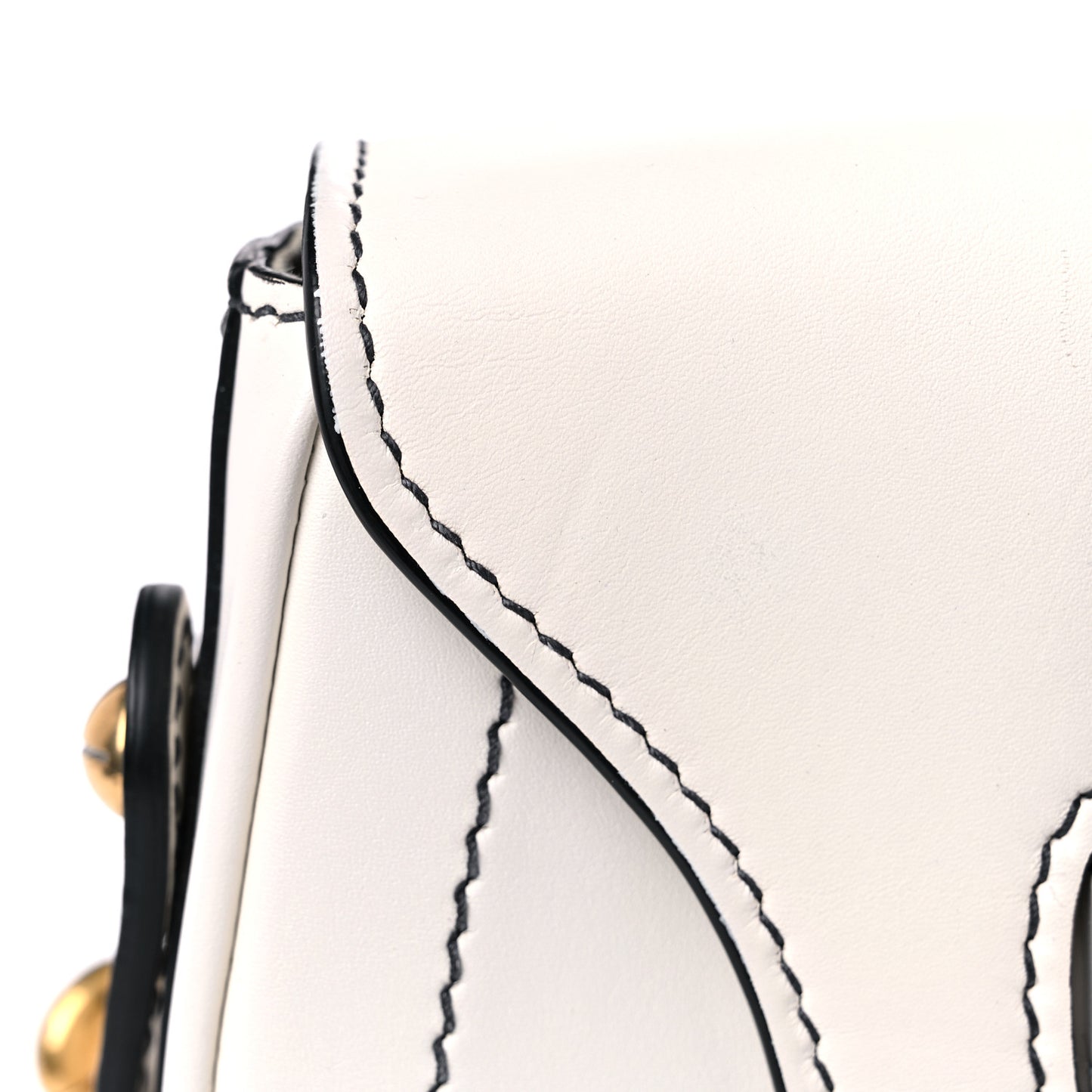 Calfskin Mini D Fence Saddle Bag White