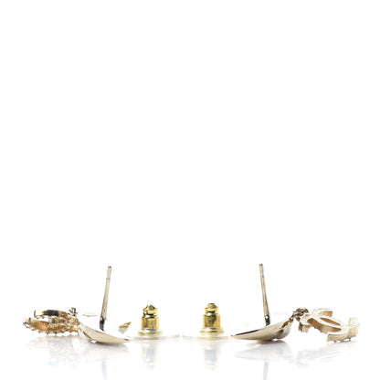 Chanel Crystal Pearl CC Drop Earrings Gold 3 of 4