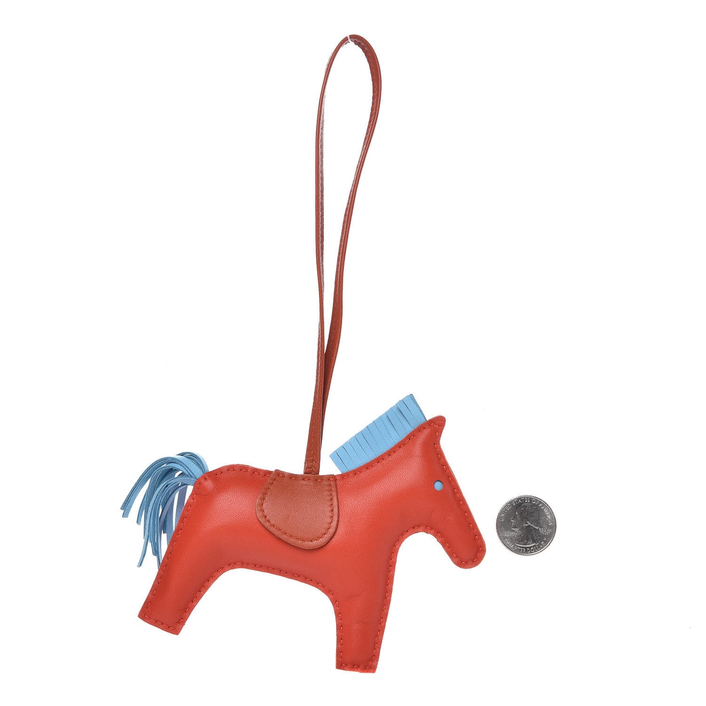 Milo Lambskin Grigri Rodeo Horse Bag Charm GM Capucine Celeste Cornaline