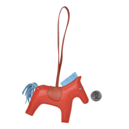Hermes Milo Lambskin Grigri Rodeo Horse Bag Charm GM Capucine Celeste Cornaline 2 of 4