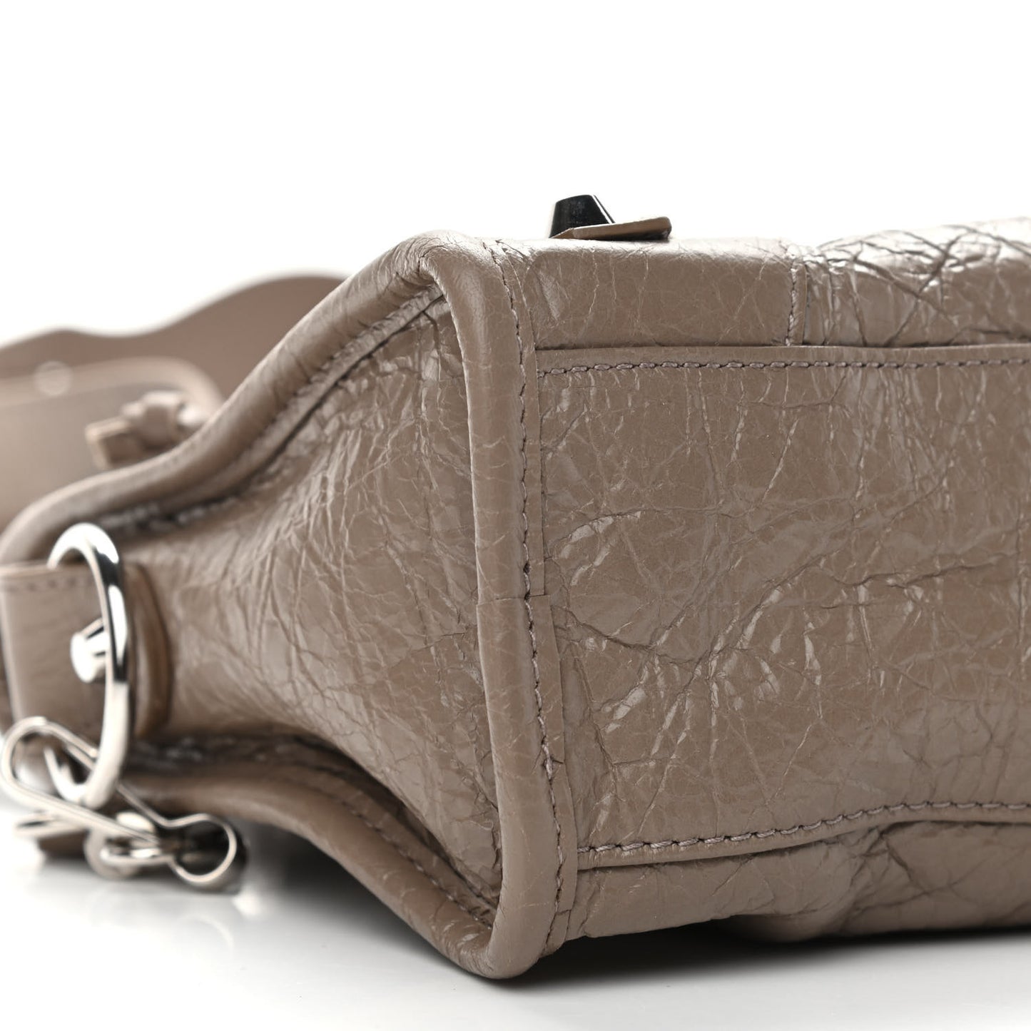 Agneau Classic Silver Hardware Mini City Dark Mink Grey