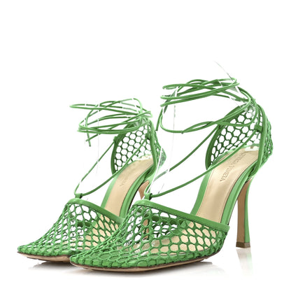 Bottega Veneta Mesh Nappa Stretch Ankle Tie 90mm Sandals 38.5 Grass 4 of 8