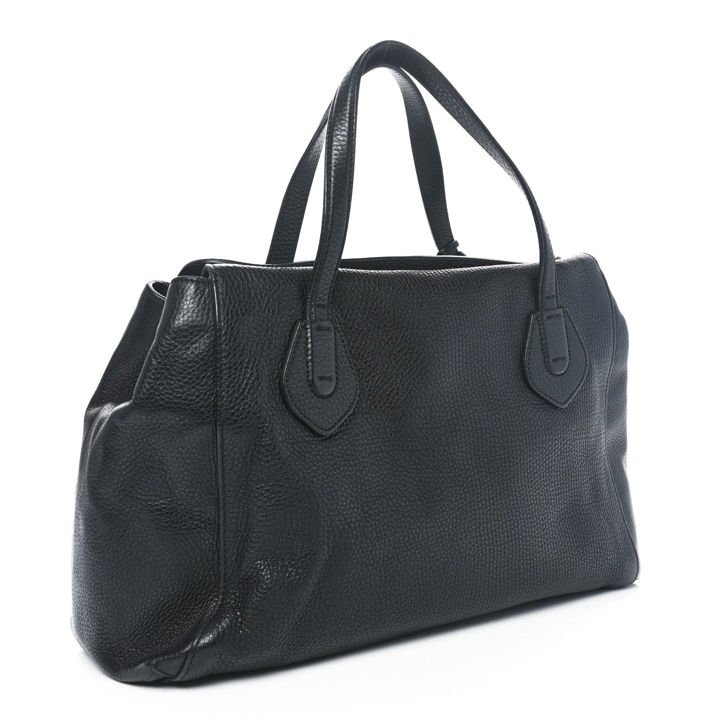 Pebbled Calfskin Lady Tassel Top Handle Bag Black